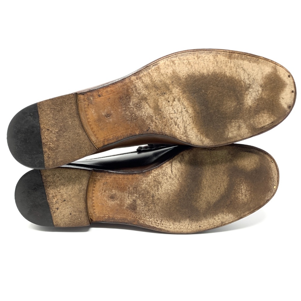 GUCCI 1953 Smoke Brown Leather Gold Bit Loafers - Picture 6 of 8